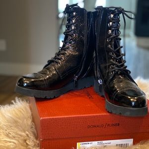 Donald J Pliner Moto black Patent bootie